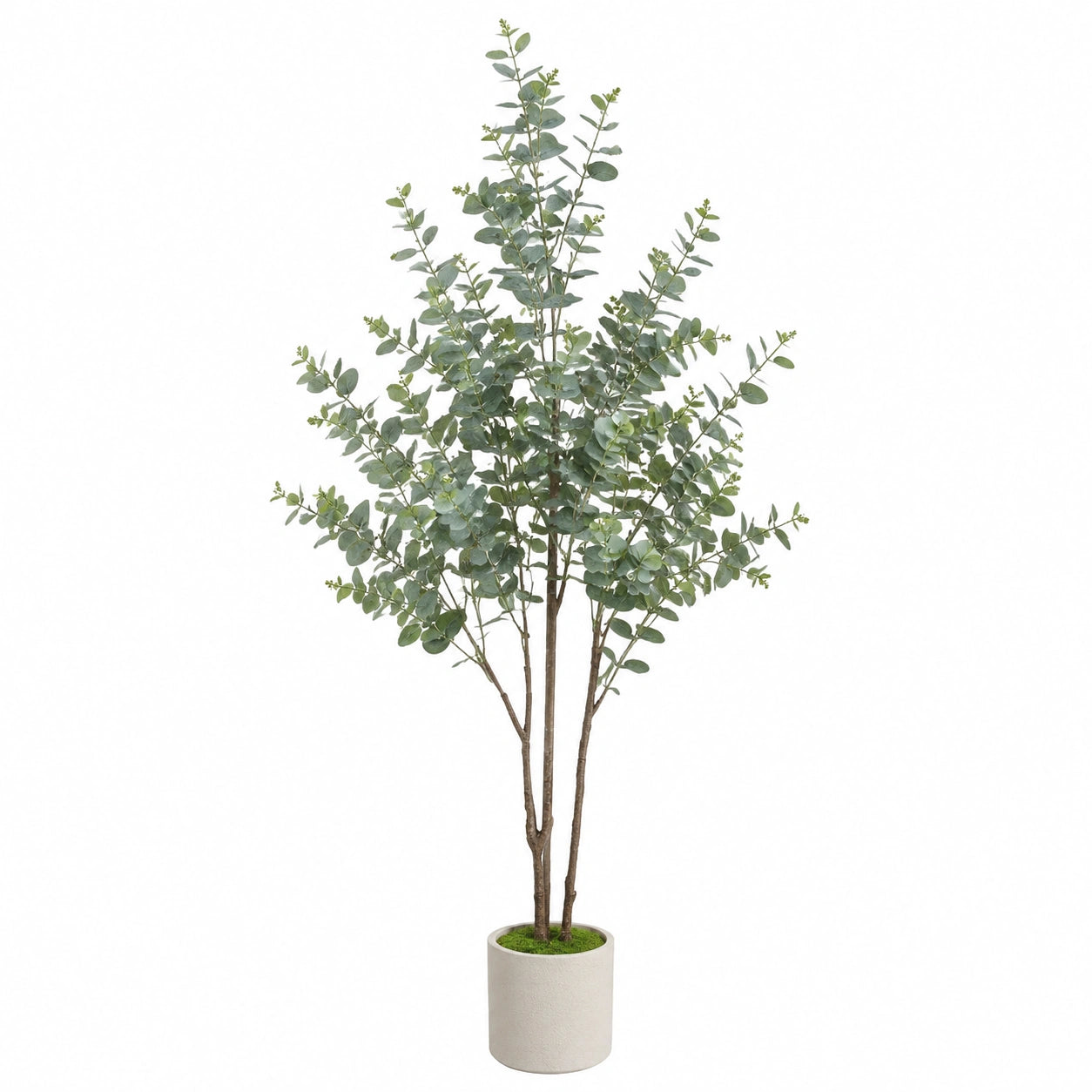 Arbre artificiel eucalyptus 180 cm en plastique vert avec pot décoratif intérieur