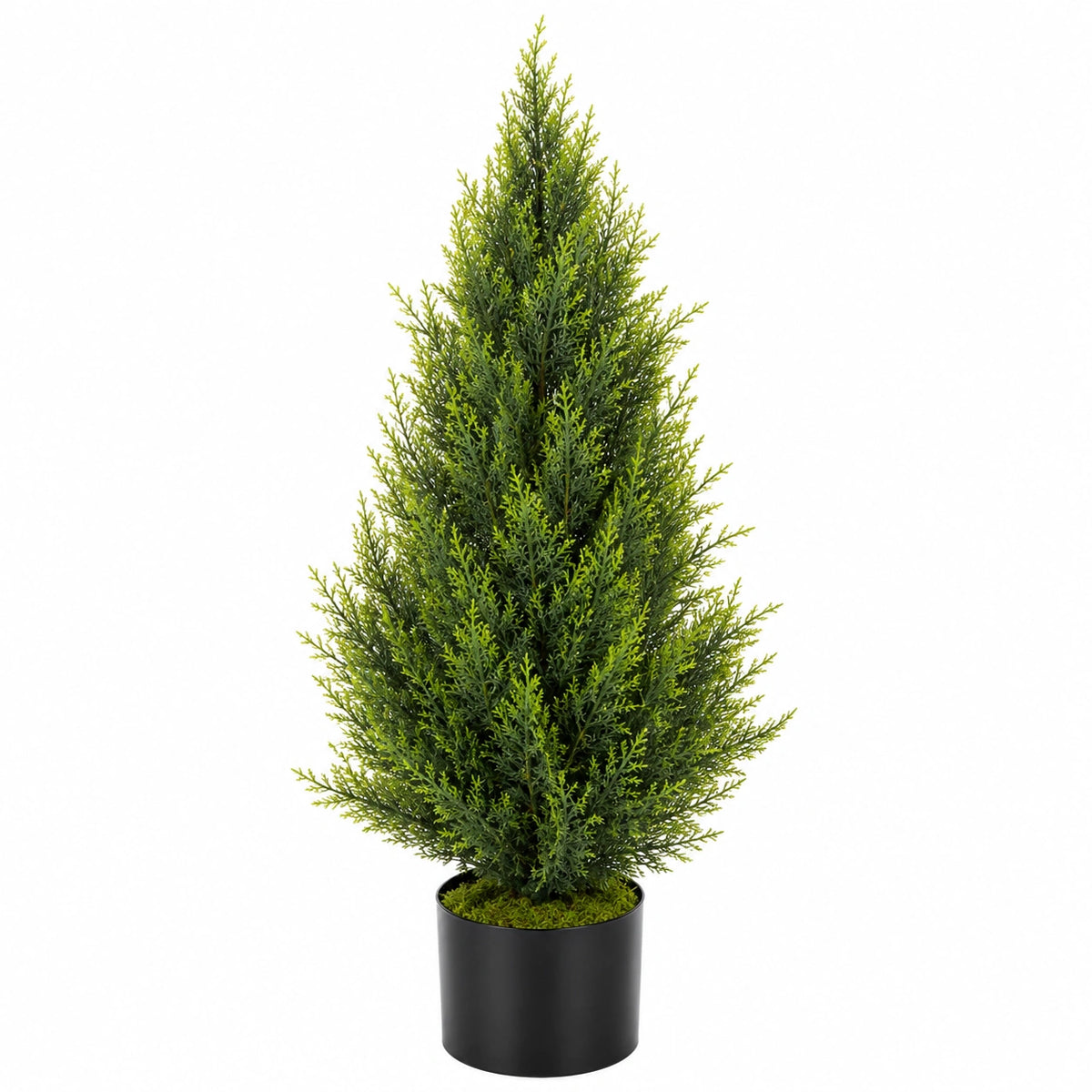 Arbre artificiel cyprès 120 cm en plastique vert avec pot décoratif intérieur