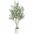 Arbre artificiel olivier 180 cm feuillage vert en plastique pour intérieur