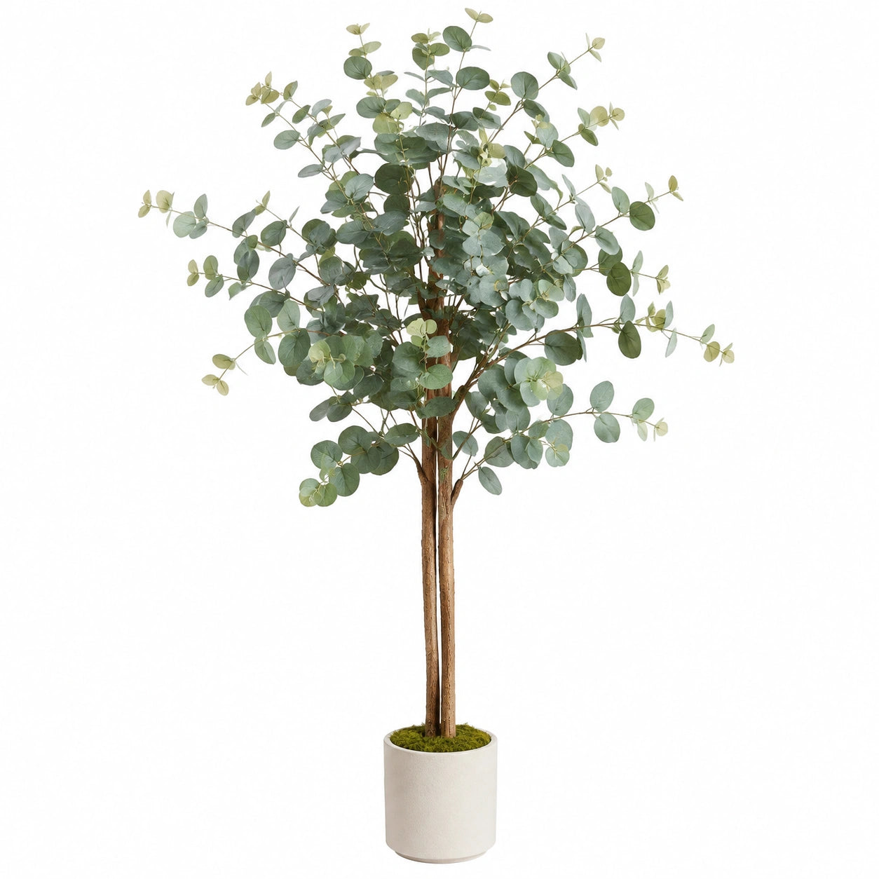 Arbre artificiel eucalyptus 180 cm feuillage vert en textile avec pot décoratif intérieur