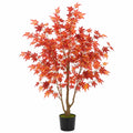 Plante artificielle érable 180 cm feuillage rouge orangé en textile décoratif