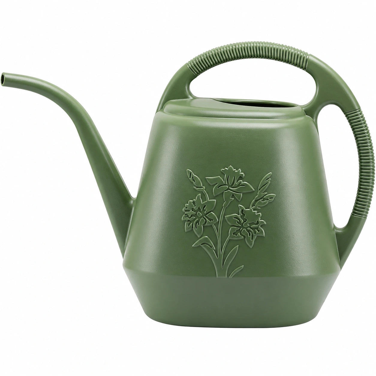 Arrosoir 5 L en plastique vert avec bec long et double poignée pour jardin