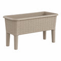 Jardinière sur pieds 80 x 30 x 50 cm en plastique beige effet tressé pour extérieur