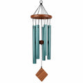 Carillon éolien 90 cm en aluminium turquoise et bois - suspension décorative extérieure