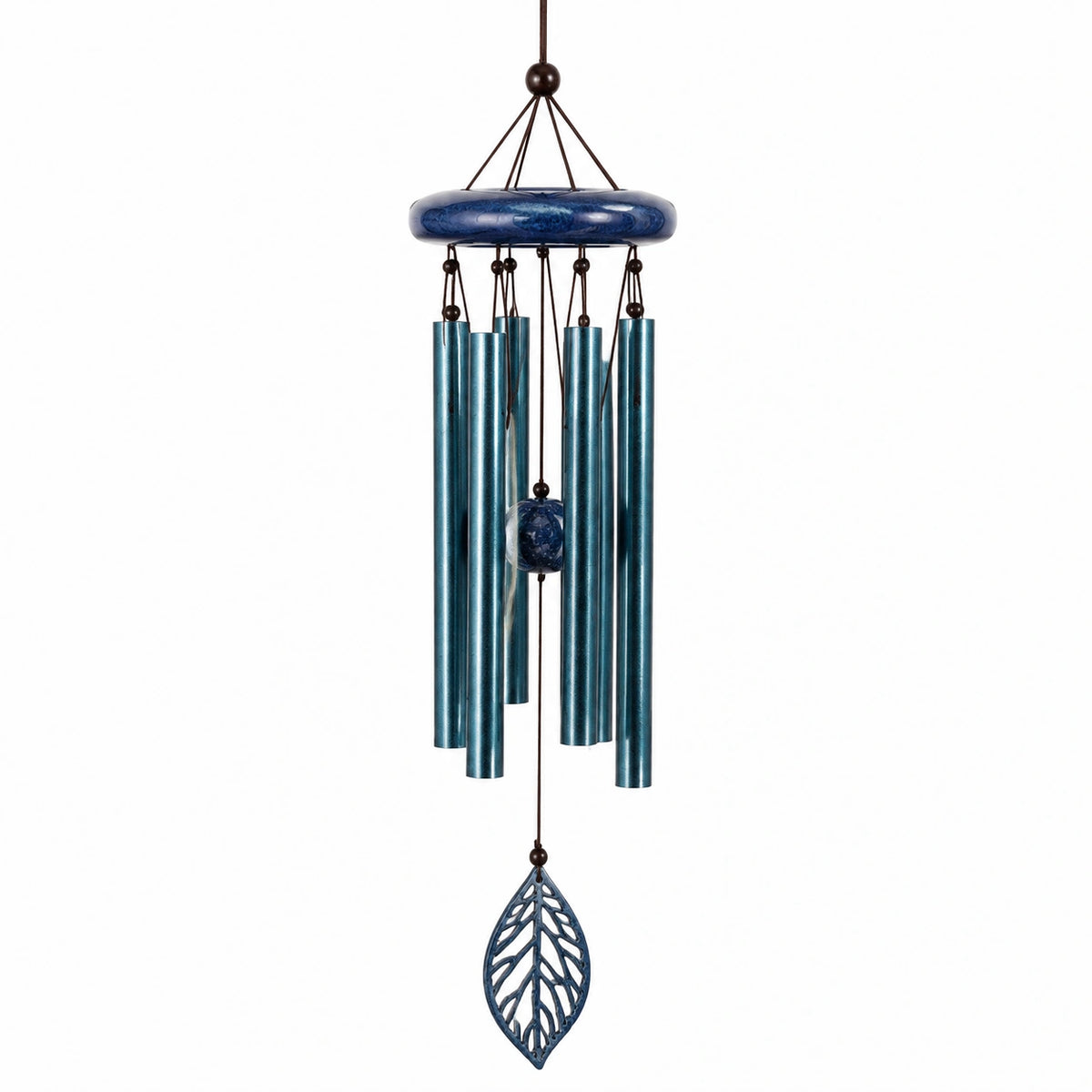 Carillon éolien 85 cm en métal bleu pour jardin style décoratif suspendu