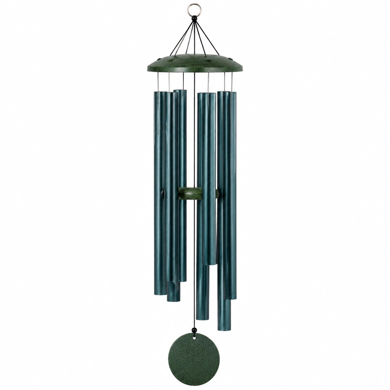 Carillon éolien 80 cm en métal vert pour jardin et terrasse