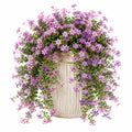 Plante artificielle fleurie en pot 65 cm violet rose feuillage retombant décoratif