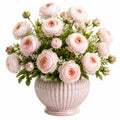 Plante artificielle en pot 55 cm fleurs rose pâle feuillage décoratif