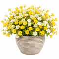 Plante artificielle en pot 45 cm fleurs jaunes blanches feuillage vert style champêtre