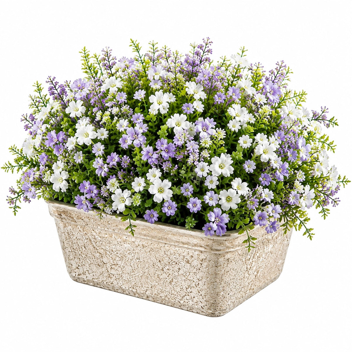 Plante artificielle en pot 35 cm fleurs blanc/violet en plastique décorative