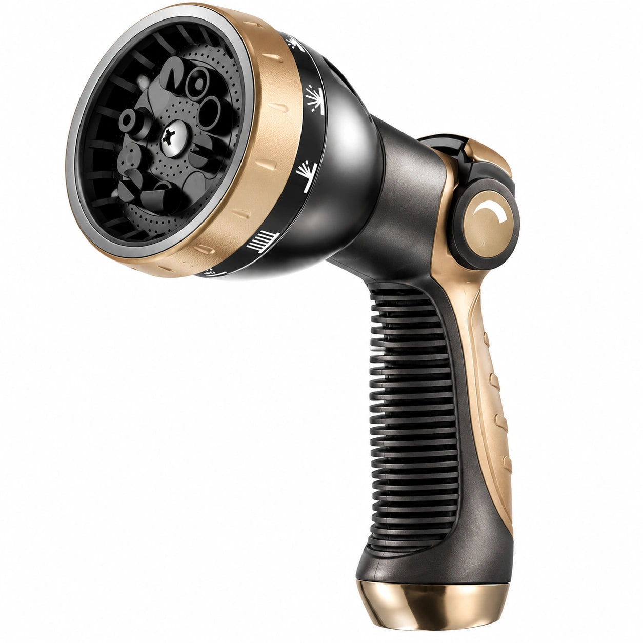 Pistolet d'arrosage 20 cm en plastique noir/doré à jet réglable